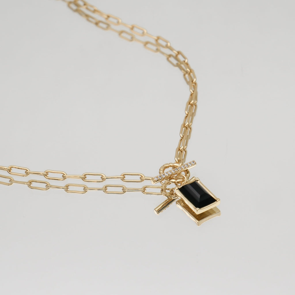 Kyra Onyx T-Bar Necklace