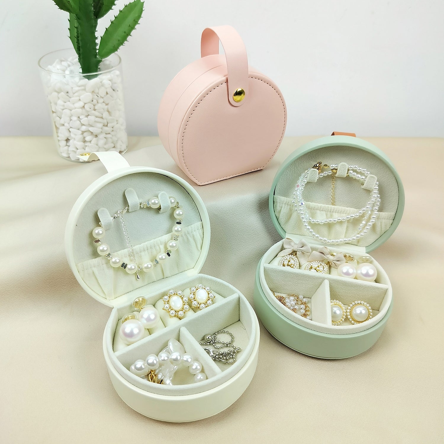 Vegan Leather Mini Portable Jewelry Storage Gifts Box