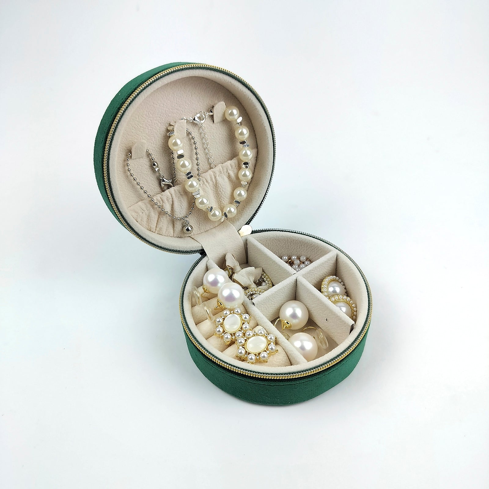 Portable Round Vegan Leather Ring Jewelry Storage Gift Box