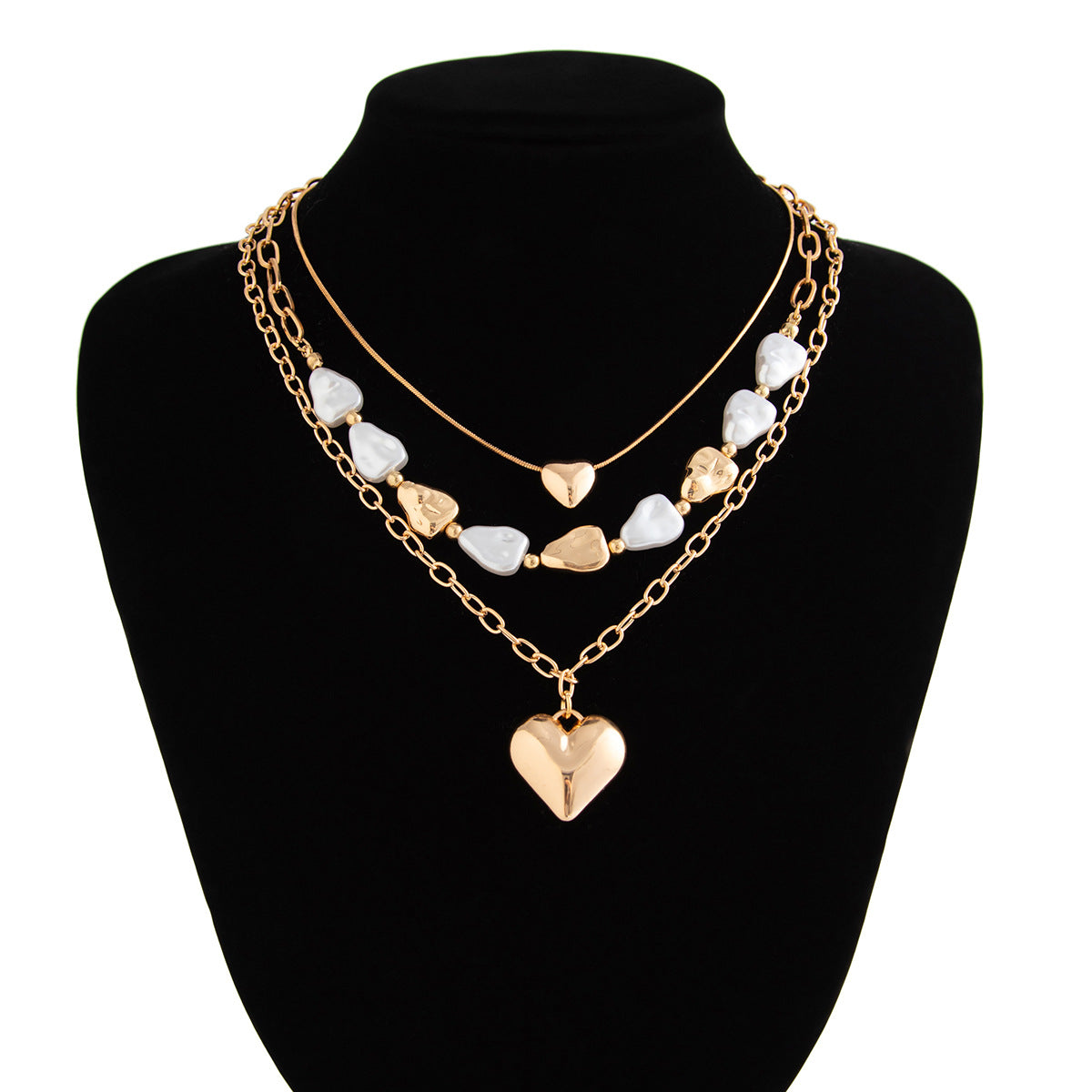 Pearl Tassel Heart Choker Necklace