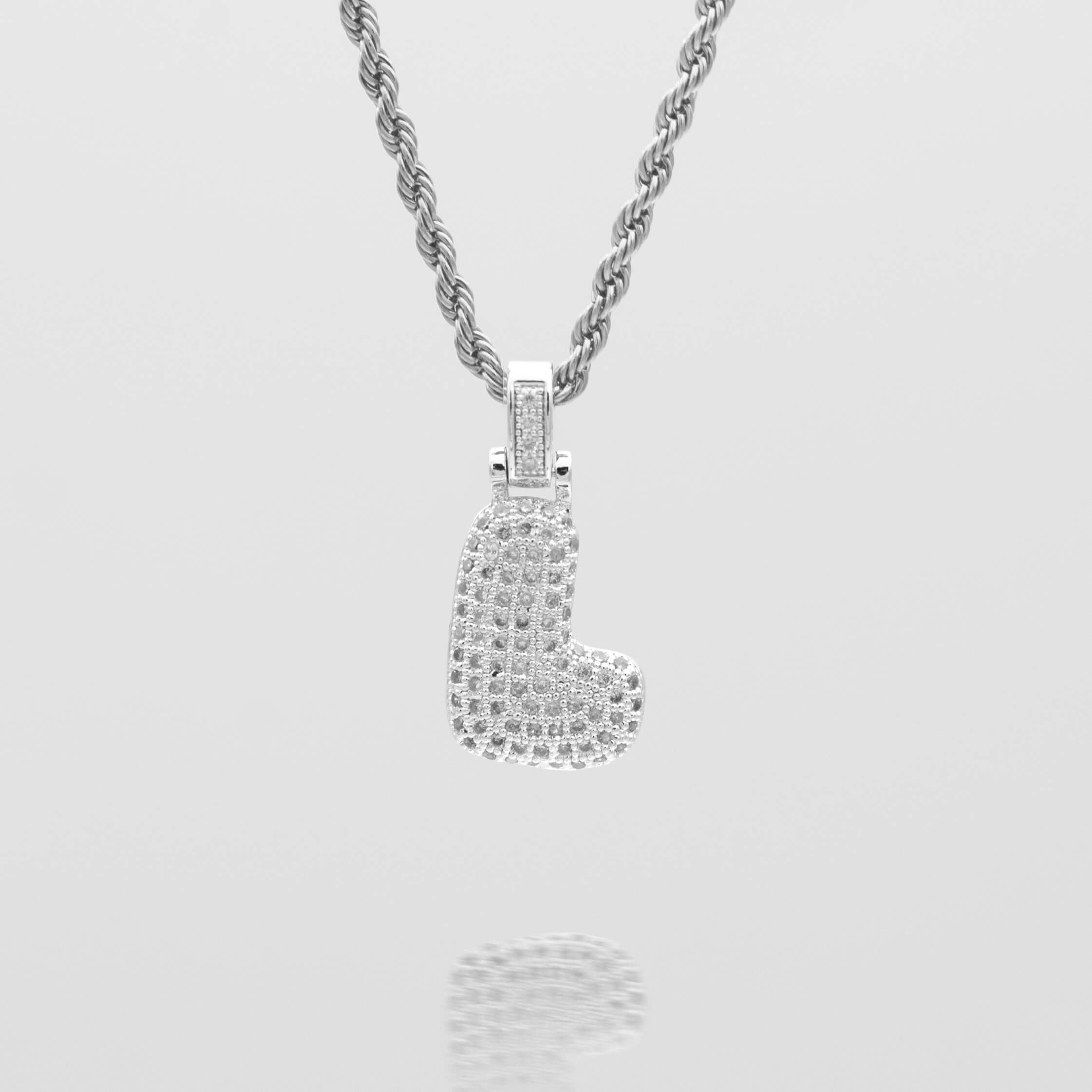 Pave Bubble Letter Initial Necklace