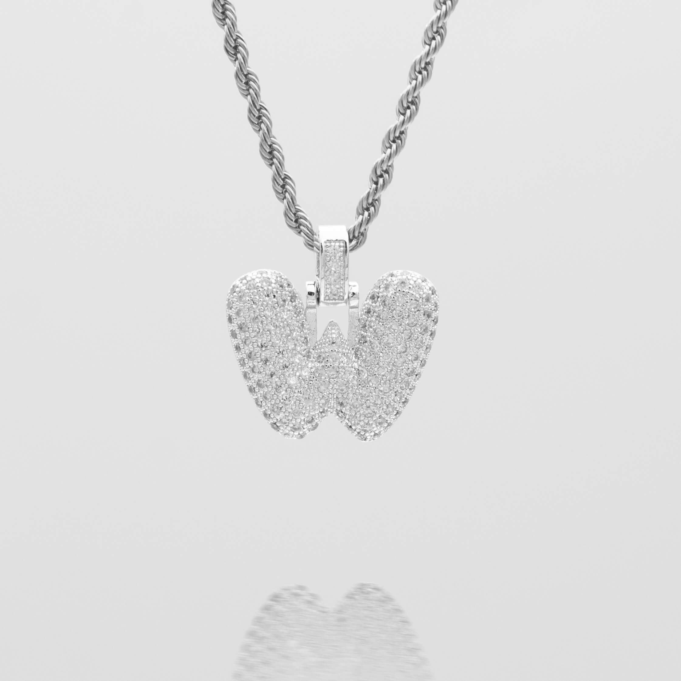 Pave Bubble Letter Initial Necklace
