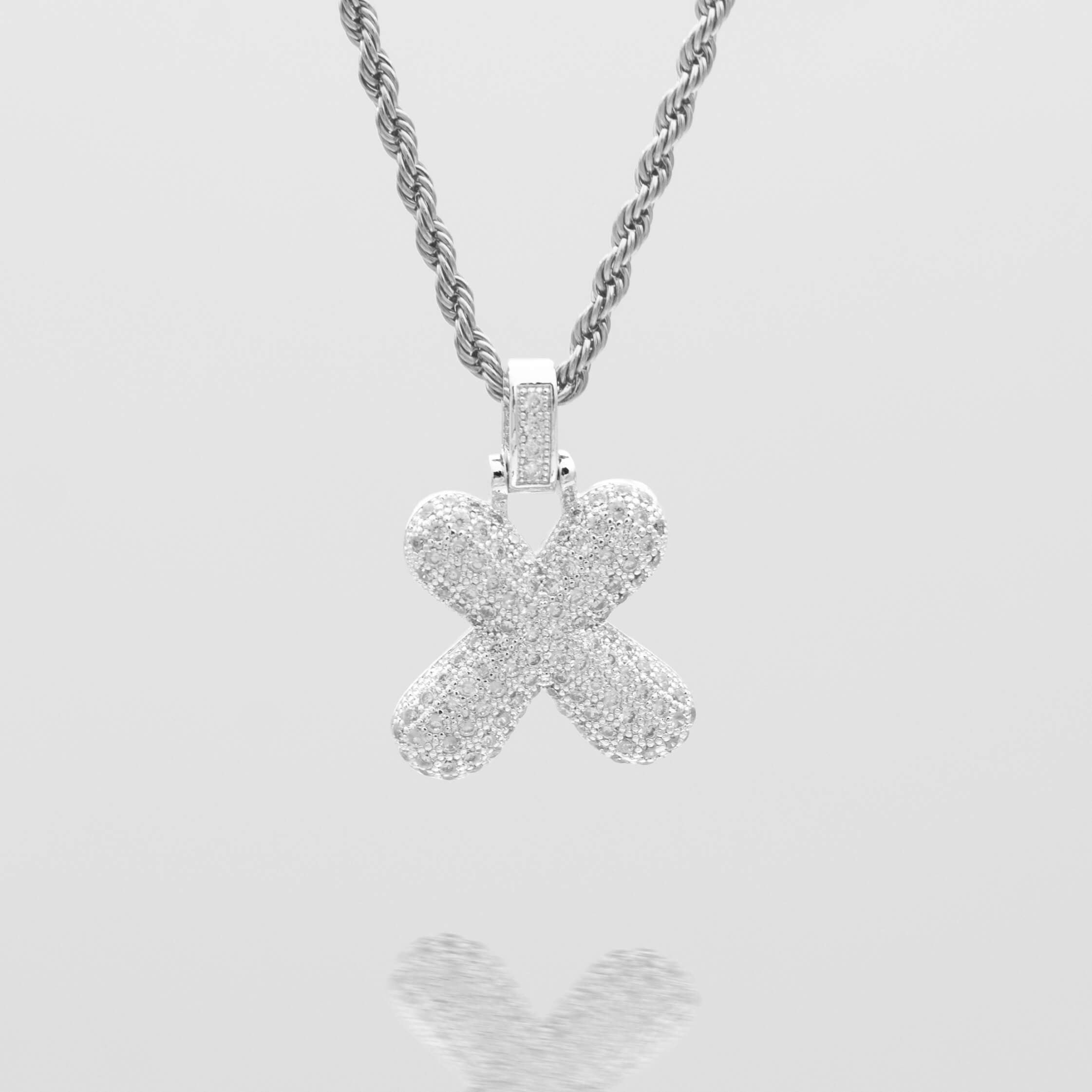 Pave Bubble Letter Initial Necklace