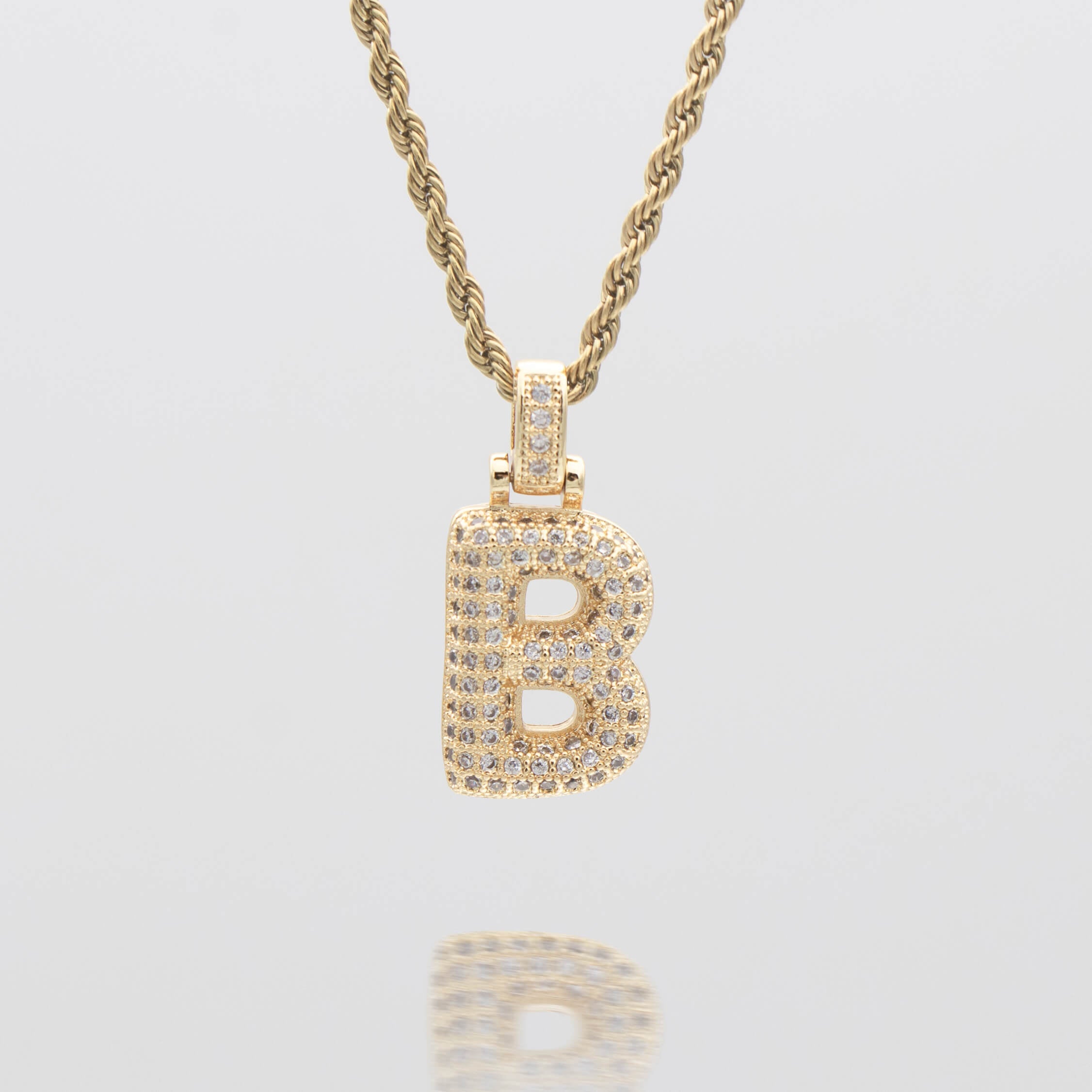 Pave Bubble Letter Initial Necklace