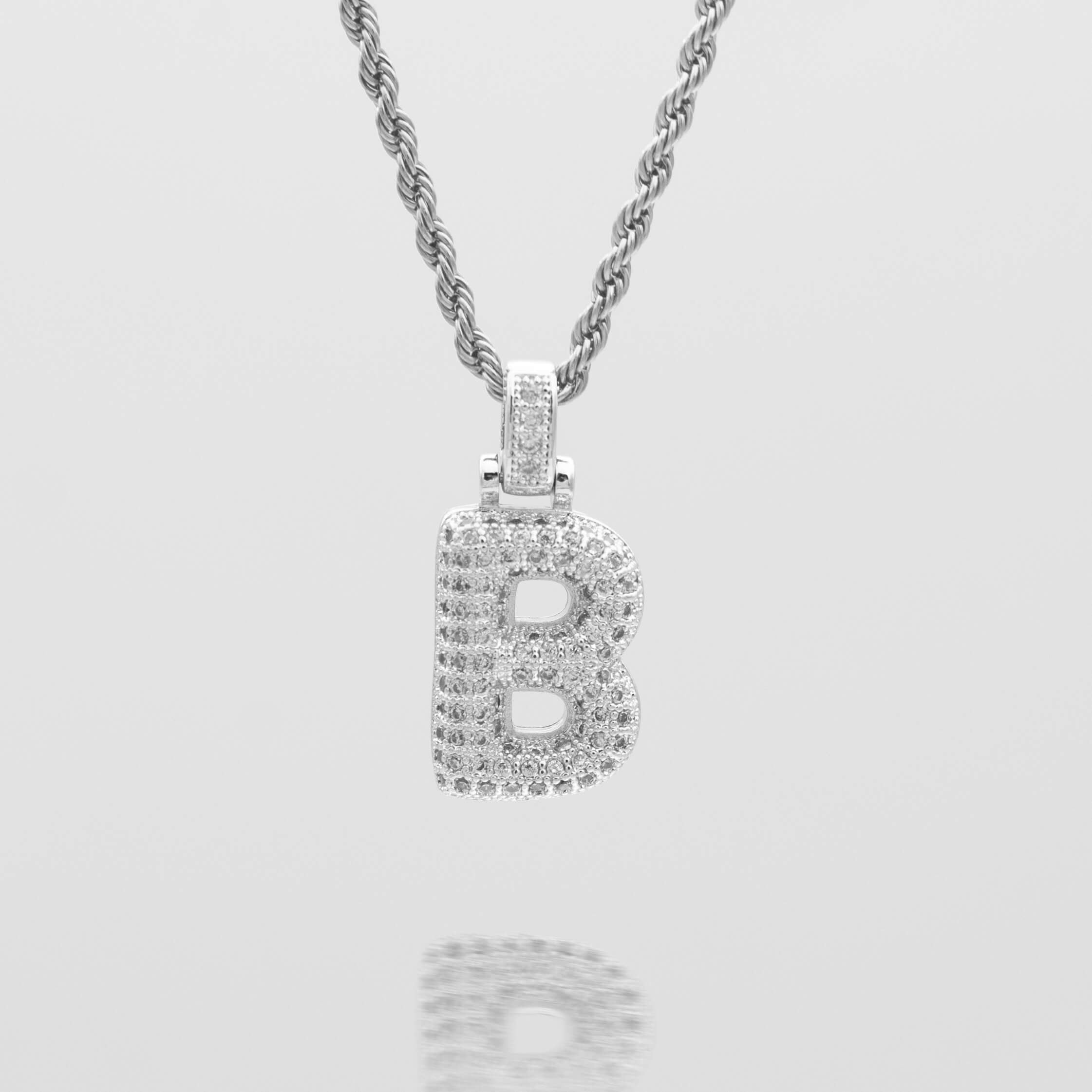 Pave Bubble Letter Initial Necklace